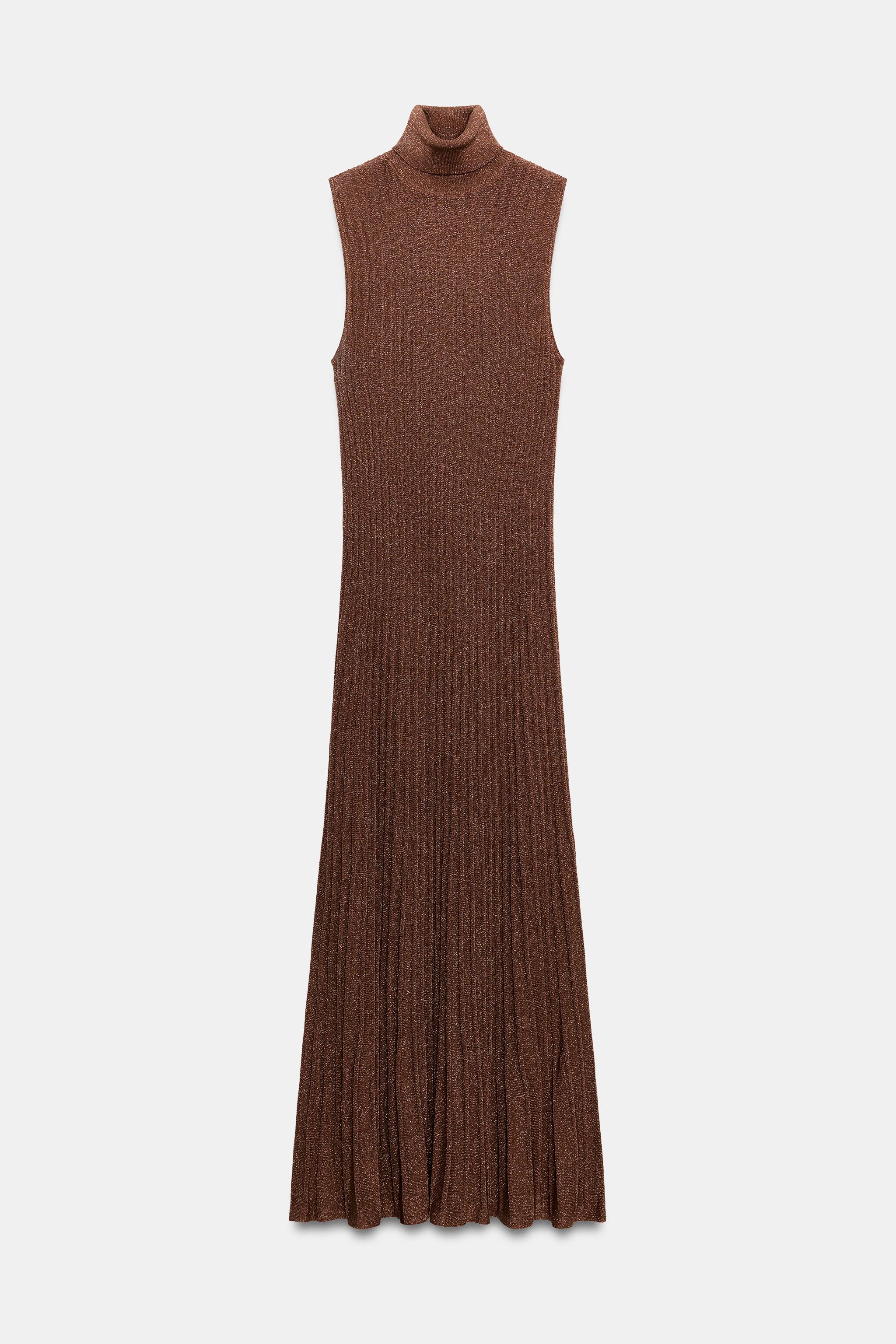 METALLIC YARN RIBBED MAXI DRESS